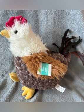 Large Shaggy Rooster Plush, Brown/White/Red, 17", Easter by Way To Celebrate